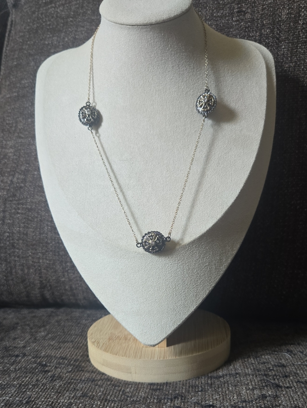 Vintage Victorian Silver And Gold Tone Filigree Bead Long Necklace 💫